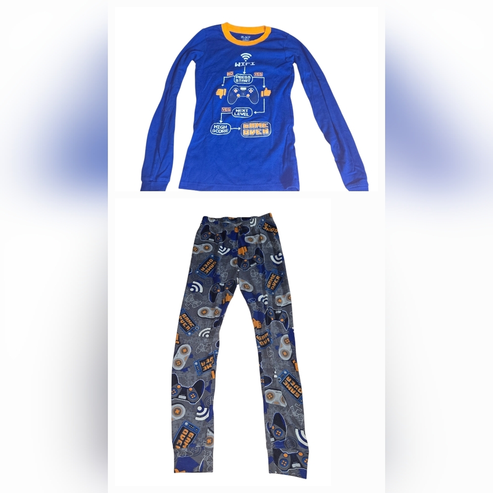 Kids Blue and Gray Pajama Set‎ with Game Controller Design